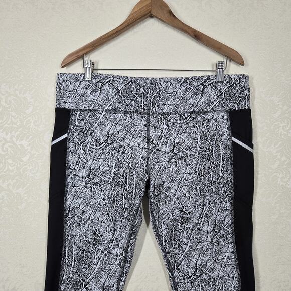 Avia AV Brushed Jacq Legging sz XXL (20) Black White Side Pockets Reflective - Picture 2 of 15